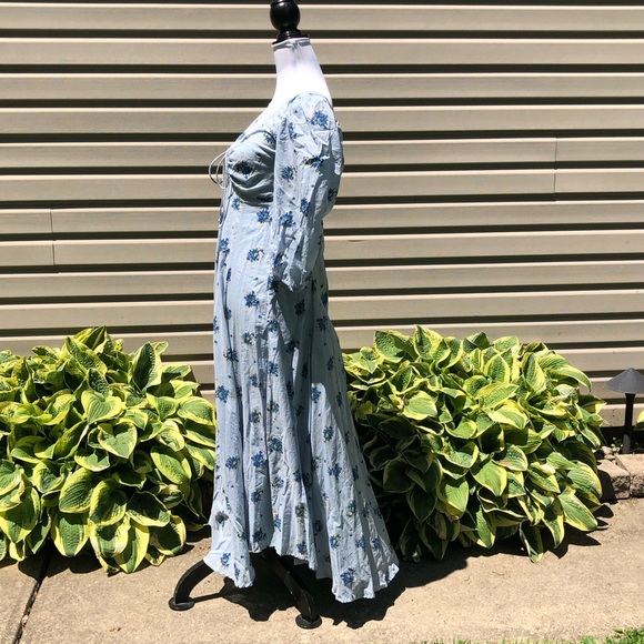 NWT Free People Blue Floral Sea Glass Midi Dress - Picture 14 of 16